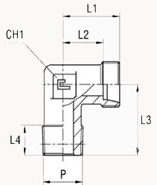 Угловой NPT, уплотнение тип С