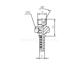 BSP наружная резьба - конус 60° - ISO 8434-6 (BS 5200)