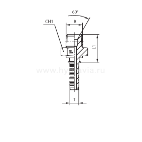 BSPT наружная резьба - конус 60° - ISO 8434-6 (BSI 5200)