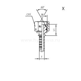 DKM внутренняя резьба - фиксир. накидная гайка - конус 60° O-RING - ISO 8434-6 (BS 5200)