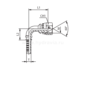 DKM внутренняя резьба угол 90°- предварительно обжатая гайка - конус 60° - ISO 8434-6 (BS 5200)