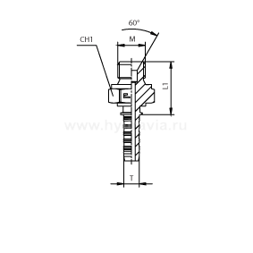 DKM наружная резьба - конус 60° - ISO 8434-6 (BSI 5200)