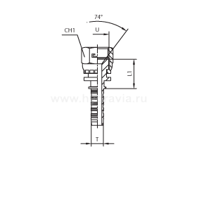 JIC внутренняя резьба - предварительно обжатая гайка - конус 74° - 8434-2 (SAE J514)