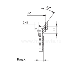 JIC Interlock внутренняя резьба фиксированная накидная гайка/накидная гайка - конус 74° - ISO 8434-2 (SAE J514)