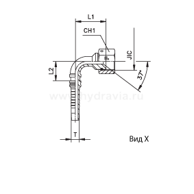 JIC Interlock внутренняя резьба фиксированная накидная гайка/накидная гайка угол 90° - конус 74° - ISO 8434-2 (SAE J514)