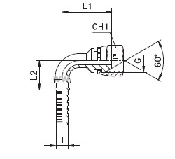 BSP внутренняя резьба угол 90° - предварительно обжатая гайка - конус 60° - ISO 8434-6 (BS 5200)